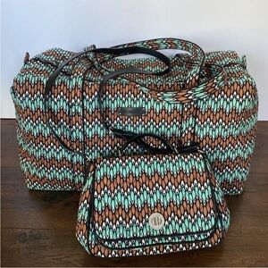 Vera Bradley Sierra Stream Large Travel Duffel Bag and Crossbody Bag Set
